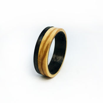 Olive Wood And Carbon Ring, 2 of 3