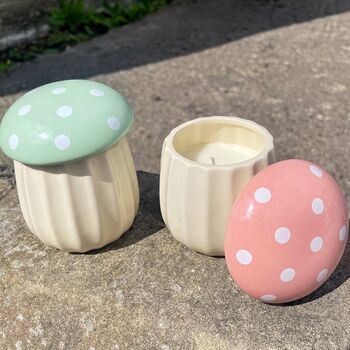 Candle In Mushroom Ceramic Pot With Lid, 4 of 5