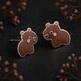 Girls Sterling Silver Capybara Stud Earrings, thumbnail 3 of 6