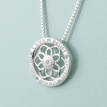 Positve Flower Necklace With Affirmations, Solid Silver, 4 of 7