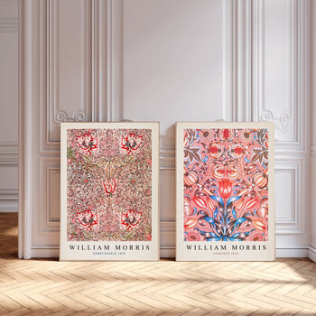 William Morris Set Of Two Pinks Honeysuckle Botanical Art Prints, 2 of 4