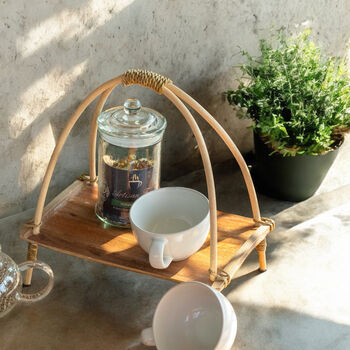 Sustainable Coconut Leaf Tea Stand Gift For Tea Lovers, 4 of 5