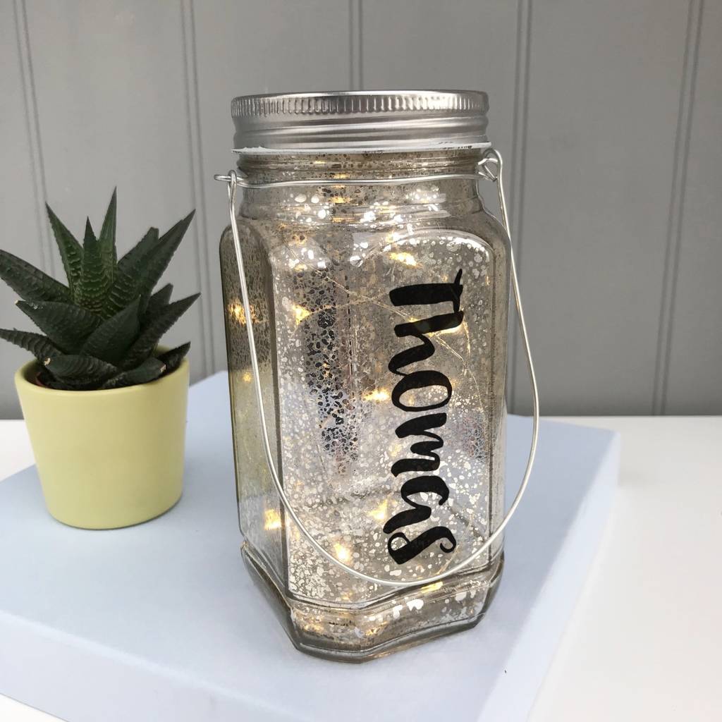 personalised led light up glass jar by pink pineapple home & gifts