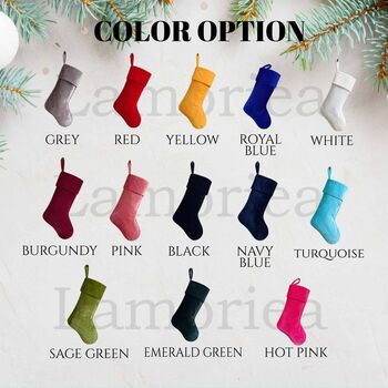 Personalised Velvet Christmas Stocking With Names, 3 of 5