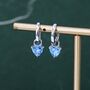 Sterling Silver Aquamarine Blue Trillion Cut Cz Hoop Earrings, thumbnail 3 of 11