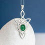 Genuine Emerald Celtic Knot Necklace In Sterling Silver, thumbnail 1 of 11