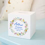 Personalised Colourful Floral Blue Wooden Money Box, thumbnail 2 of 3