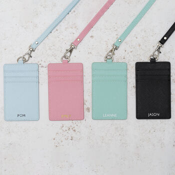 Vegan Leather ID Badge Card Holder With Lanyard, 4 of 8