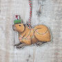 Christmas Capybara With Pressies Wooden Christmas Decoration, thumbnail 3 of 3