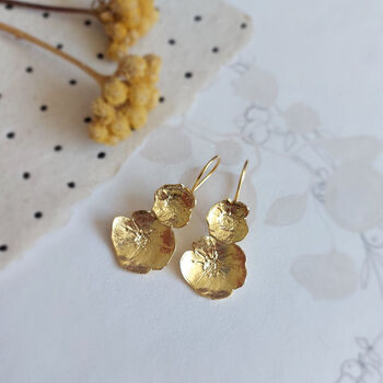 Statement Pressed Flower Earrings Gold Plated, 5 of 12