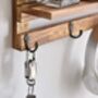 Three Tier Wall Mounted Wood Display Shelf With Hooks, thumbnail 2 of 6
