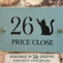 Personalised Cat With Paw Silhouette Design House Number Sign Acrylic, thumbnail 1 of 4