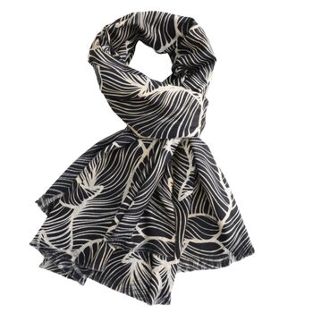 Monochrome Leaf Sketch Scarf, 2 of 6