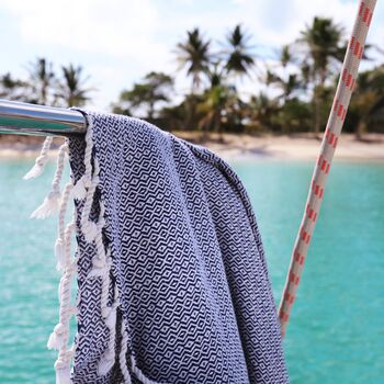 Diamond Weave Handwoven Luxury Cotton Beach Towel, 2 of 10