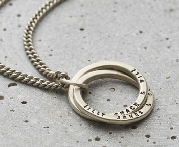 Personalised Men's Silver Interlinking Ring Necklace, 3 of 5