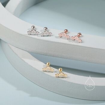 Tiny Flower Bouquet Cz Stud Earrings In Sterling Silver, 6 of 10