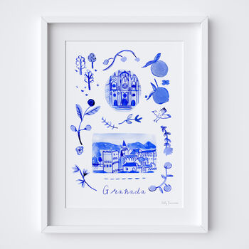 Scenes Of Granada, Spain Blue Tile Inspired Travel Print, 11 of 12