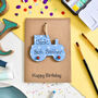 Personalised Brother Tractor Birthday Card Wooden, thumbnail 2 of 5