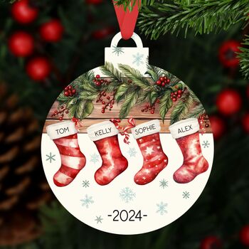 Personalised Christmas Stockings Decoration Up To Six Names, 2 of 3