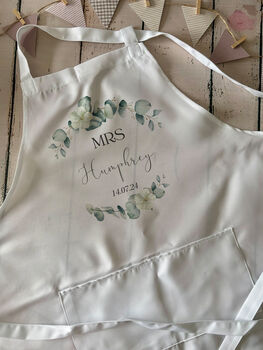 Personalised Wedding Apron, Bride Apron, Wedding Baking Gift, 2 of 7