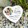 Personalised In Loving Memory Dove Photo Resin Heart Grave Marker, thumbnail 1 of 5