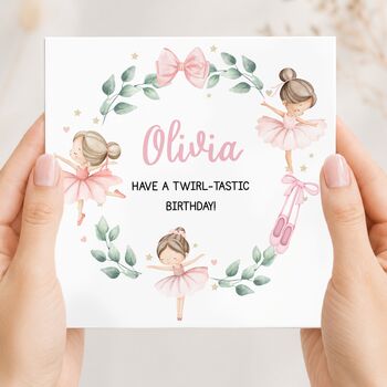 Ballerina Birthday Card, Pink Dancer Birthday Card For Daughter, Granddaughter, 2 of 3