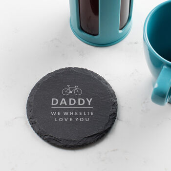Personalised Cycling Pun Natural Slate Coaster, 2 of 5