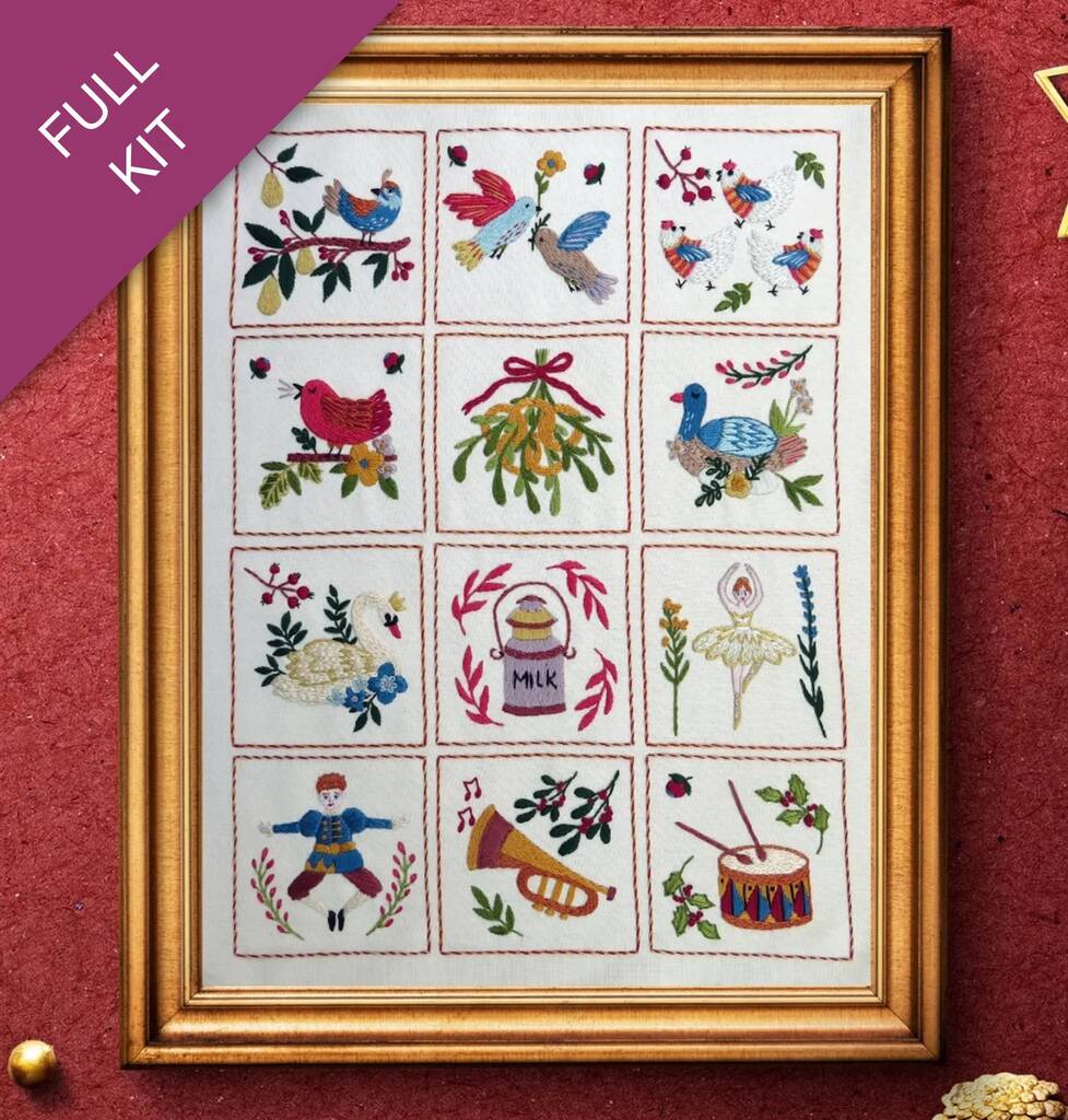 Twelve Days Of Christmas Festive Embroidery Kit, 1 of 4