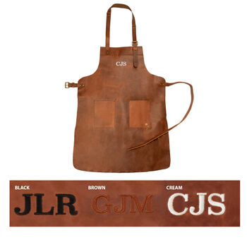 Personalised Double Pocket Full Grain Leather Apron, 3 of 8