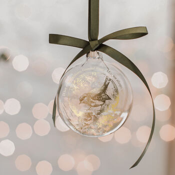 Christmas Robin Memorial Personalised Glass Bauble, 2 of 6