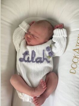 Personalised White Name Romper,Baby Gift, 2 of 7