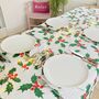 Luxury Christmas Holly Tablecloth ~ Linen Feel Paper, thumbnail 6 of 8