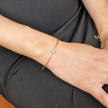 Opal October Birthstone Crystal Gold Plated Bangle, 2 of 4