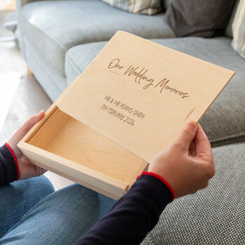 Personalised Our Wedding Memories Photo Box With Sliding Lid, 2 of 5