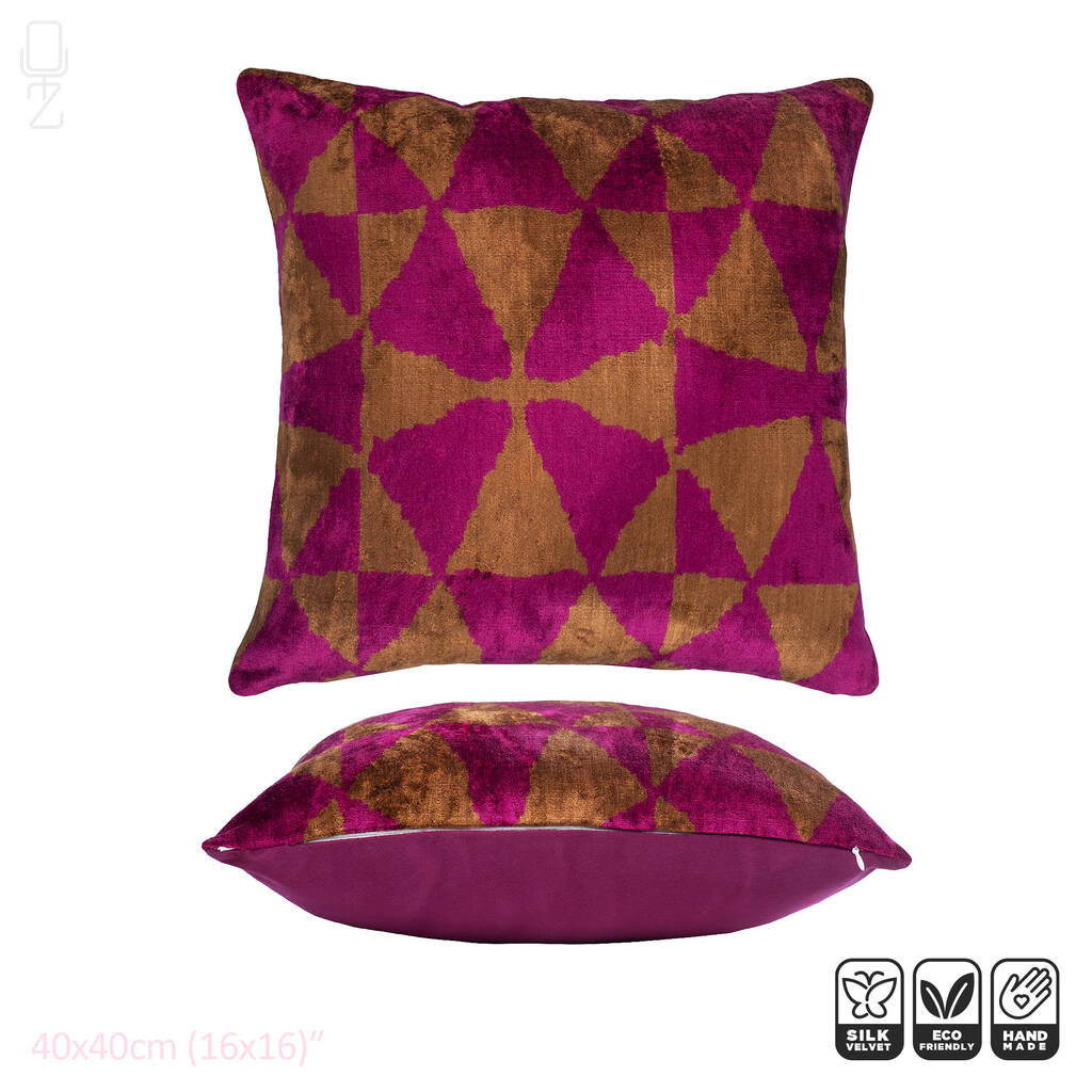 Brown And Fuchsia Pink Velvet Cushion Covers 40x40cm By
