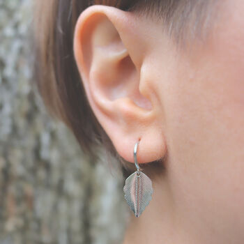 Leaf Earrings Sterling Silver Nature Inspired Jewellery, 2 of 5