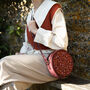 Magical Mushroom Embroidered Burgundy Velvet Circle Bag, thumbnail 4 of 9