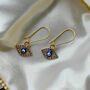 Long Silver Evil Eye Huggie Zircon Devil Eye Charm Earrings, thumbnail 7 of 8