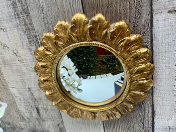 Small Gold Sunburst Mirror 18cm Round Boho Flower Gift, 6 of 7