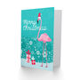 Santa Hat Flamingo Bird Xmas Presents Christmas Card, thumbnail 2 of 4