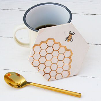Hexagonal Ceramic Bee Coaster, 3 of 6