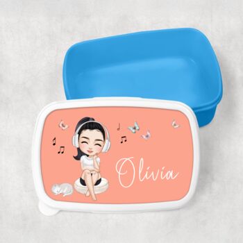 Personalised Music Girl Lunch Box Custom Design, 2 of 10