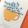Teacher Thank You Tea Cup Forget Me Not Card, thumbnail 3 of 5