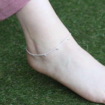 Sterling Silver Grape Summer Payal Indian Anklet, 2 of 7