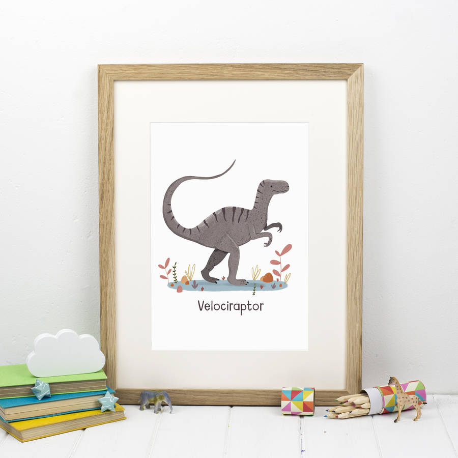 Dinosaur Name Print Velociraptor By Louise Wright Design ...