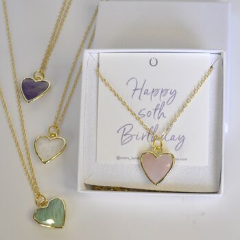 50th Birthday Crystal Heart Pendant Necklace Gift For Her, 2 of 8