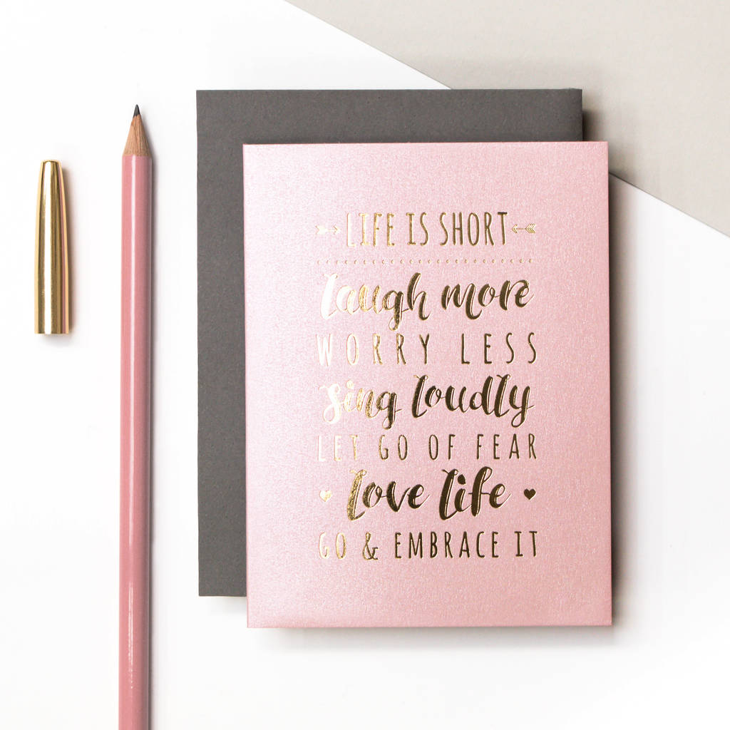 Mini Life Quote Gold Metallic Foil Card Mini Life Quote Gold Metallic Foil Card