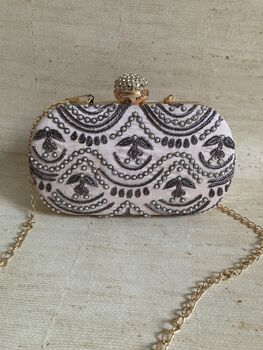 Pale Pink Handcrafted Oval Clutch Bag, 3 of 10