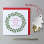 Christmas Cards With Holly And Ivy Wreath Illustration, thumbnail 1 of 3