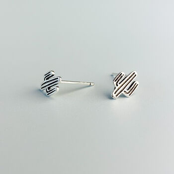 Sterling Silver Cactus Stud Earrings, 3 of 4